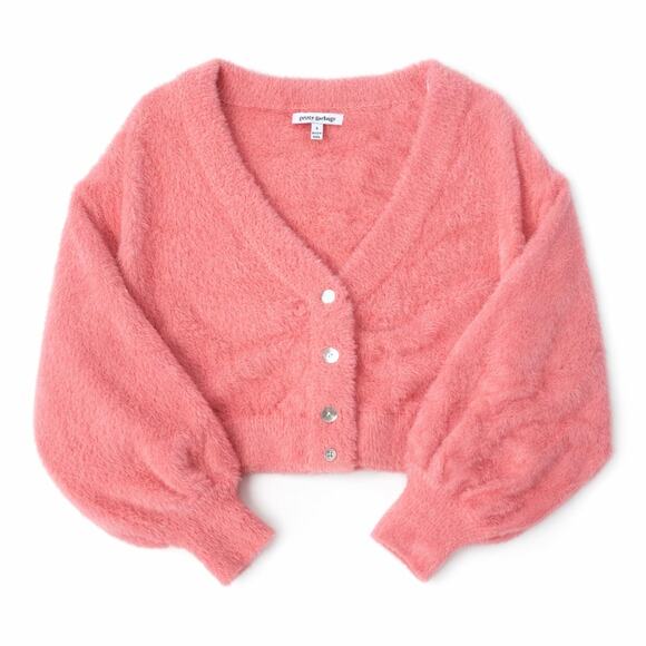pretty garbage Sweaters - Pretty Garbage Pink Fuzzy Copped Cardigan